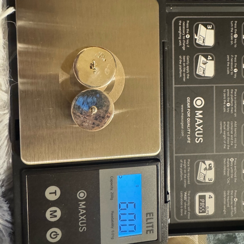 Taxco Silver Round And Flat Back Button Style Ear… - image 4